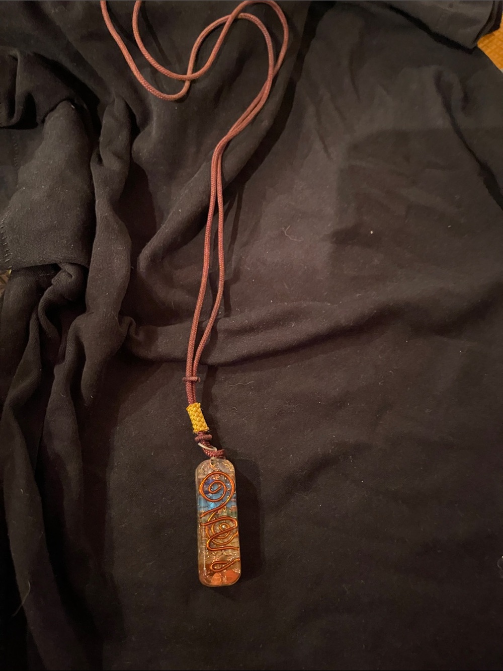 Handmade Brown Cord Necklace with chakra pendant